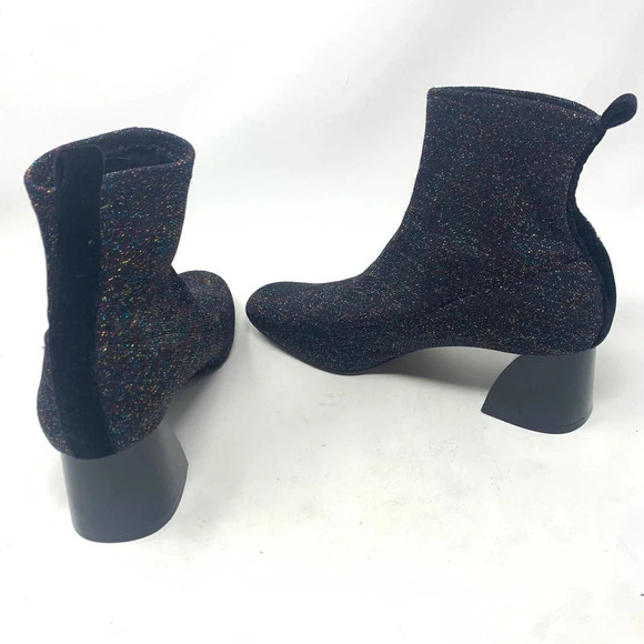 Zara Trafaluc Sock Style Glitter‎ Heeled Ankle Boots Size US 6.5 - Picture 8 of 12